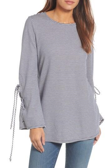 Women's Halogen Terry Tie Sleeve Tunic, Size - Blue