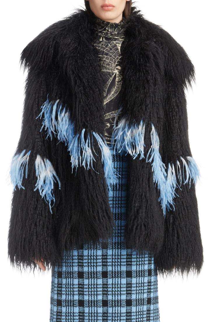 Women's Acne Studios Leather Jacket With Genuine Shearling Trim