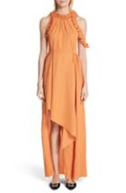 Women's Magda Butrym Asymmetrical Ruffle Trim Silk Blend Dress Us / 36 Fr - Orange