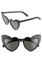 Women's Saint Laurent Loulou 54mm Heart Sunglasses - Black/ Grey