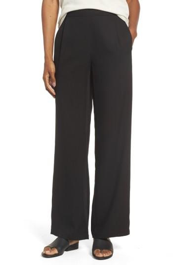 Women's Eileen Fisher Woven Tencel Straight Leg Pants, Size - Black