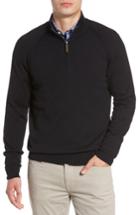 Men's Nordstrom Men's Shop Saddle Shoulder Quarter Zip Cotton & Cashmere Pullover - Black