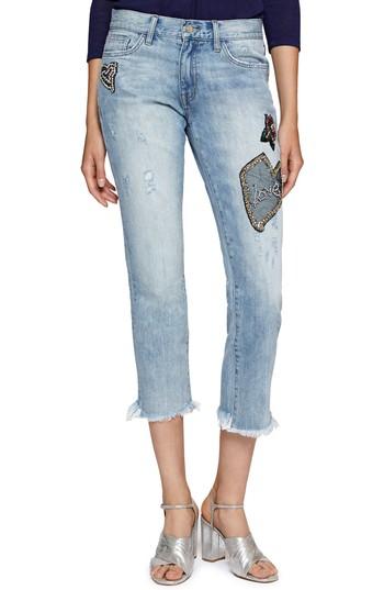 Women's Sanctuary Heartbreaker Patched Slim Boyfriend Jeans - Blue