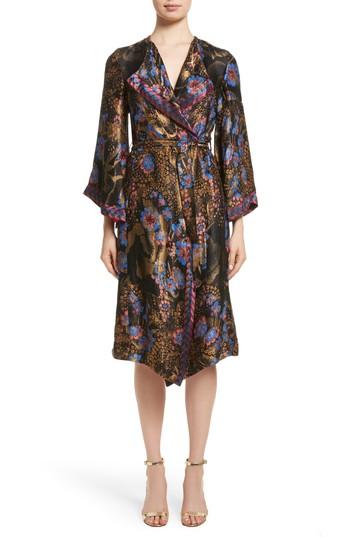 Women's Etro Metallic Floral Silk Blend Topper Us / 44 It - Black