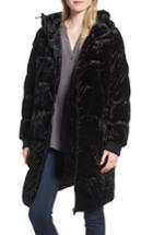 Women's Bernardo Hooded Insulated Velvet Parka - Black