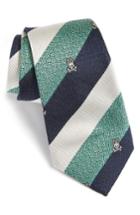 Men's Psycho Bunny Wide Stripe Silk Tie, Size - Green