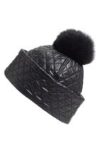 Women's Ugg Australia Water Resistant Quilted Hat With Genuine Shearling Pompom -