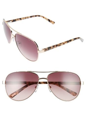 Women's Ted Baker London 60mm Aviator Sunglasses - Light Gold