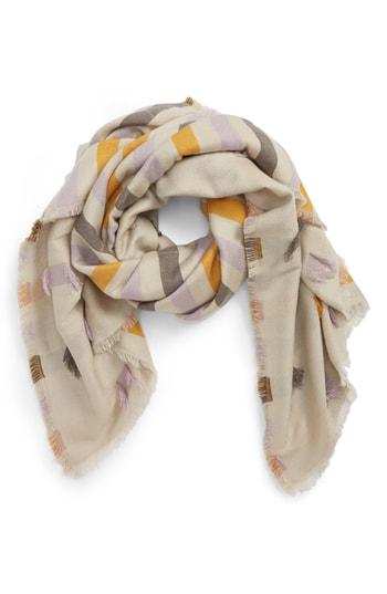 Women's Madewell Fringe Stripe Jacquard Scarf, Size - Yellow