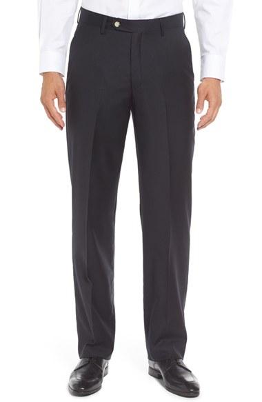 Men's Berle Flat Front Solid Wool Trousers X 30 - Blue