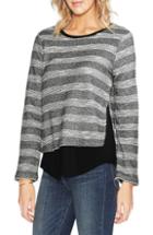 Women's Vince Camuto Stripe Mix Media Top - Black