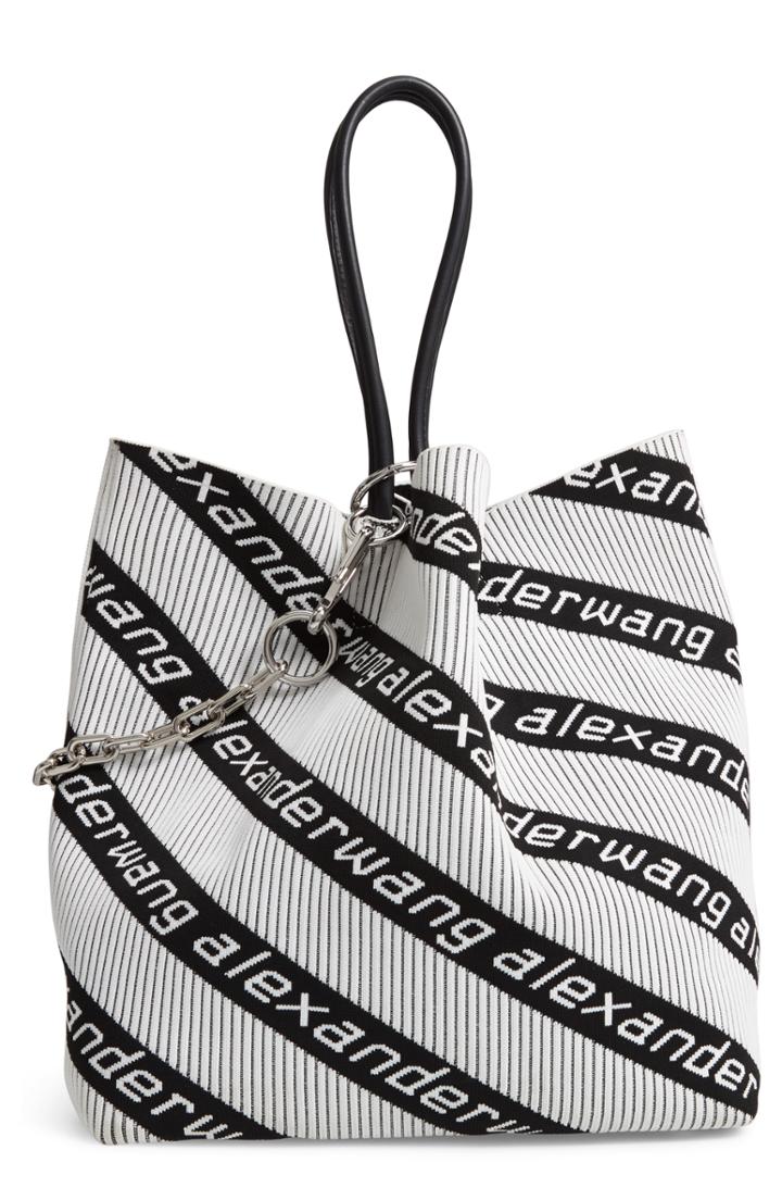 Alexander Wang Large Roxy Logo Knit Jacquard Tote - Black