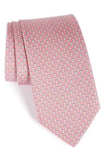 Men's Salvatore Ferragamo Frog Print Silk Tie, Size - Pink