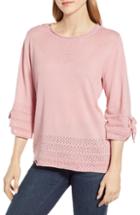 Women's Wit & Wisdom Tie Sleeve Perforated Sweater - Pink