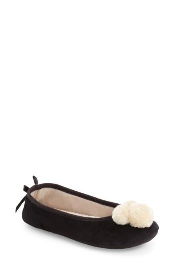 Women's Patricia Green Pom Pom Slipper M - Black