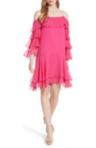 Women's Alice + Olivia Lexis Lyrd Silk Cold Shoulder Ruffle Dress - Pink