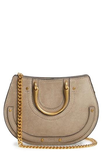 Chloe Micro Pixie Leather Top Handle Satchel - Grey