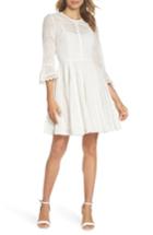 Women's French Connection Derna Drape Eyelet Fit & Flare Dress - White
