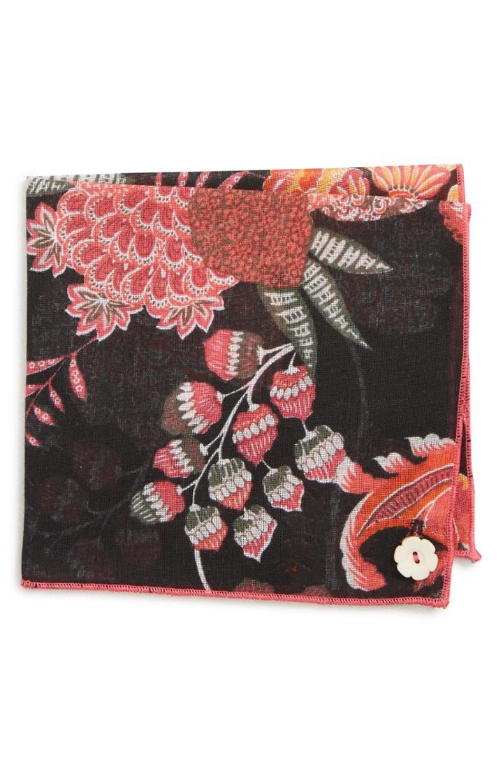 Men's Armstrong & Wilson Midnight Garden Pocket Square, Size - Black