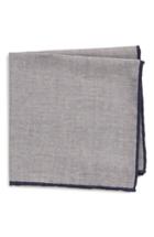 Men's Eleventy Solid Wool & Cotton Pocket Square, Size - Grey