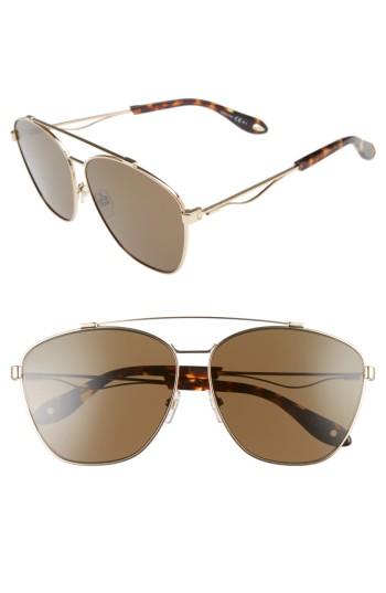 Men's Givenchy 65mm Navigator Sunglasses - Gold