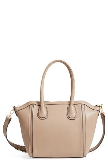 Sole Society Amanda Faux Leather Satchel - Beige