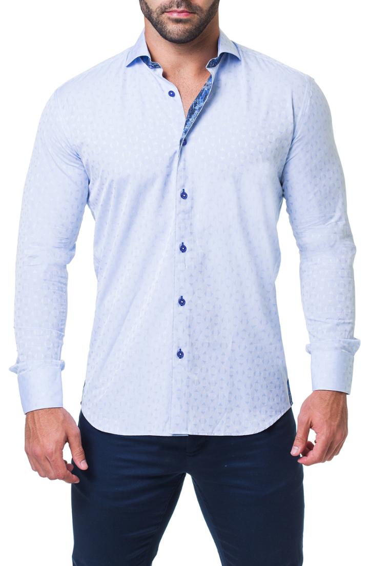 Men's Maceoo Einstein Crosswise Trim Fit Sport Shirt (m) - Blue