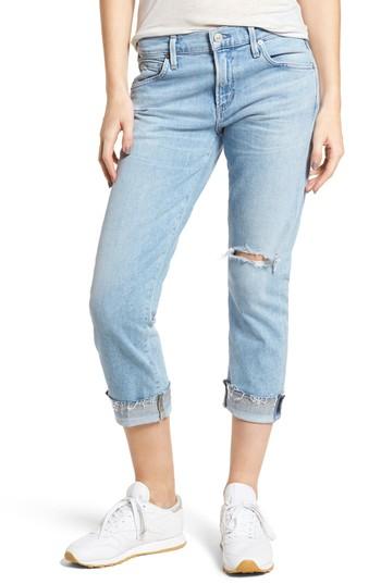 Women's Citizens Of Humanity Emerson Ripped Crop Slim Boyfriend Jeans - Blue