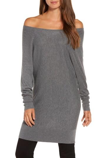 Women's Trouve Off The Shoulder Sweater Tunic - Grey