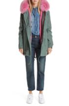 Women's Mr & Mrs Italy Genuine Fox Fur Trim Parka - Green