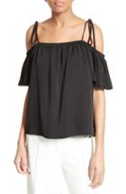 Women's Milly Eden Off The Shoulder Stretch Silk Top, Size - Black