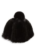 Women's Leith Faux Fur Oversized Pom Hat - Black