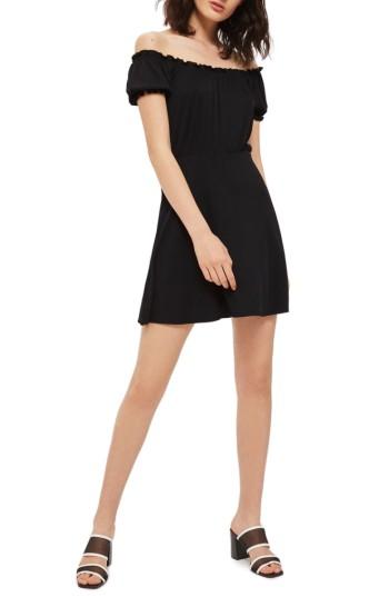 Women's Topshop Bardot Skater Dress Us (fits Like 10-12) - Black