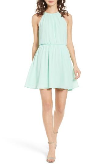 Women's Blouson Chiffon Skater Dress - Green