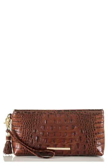 Women's Brahmin Kayla Embossed Leather Clutch - Brown