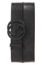 Men's Gucci Logo Embossed Leather Belt 0 - Black