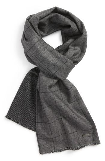 Men's Hickey Freeman Plaid Wool Scarf, Size - Grey