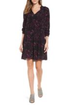 Women's Caslon Ruffle Split Neck Dress - Black