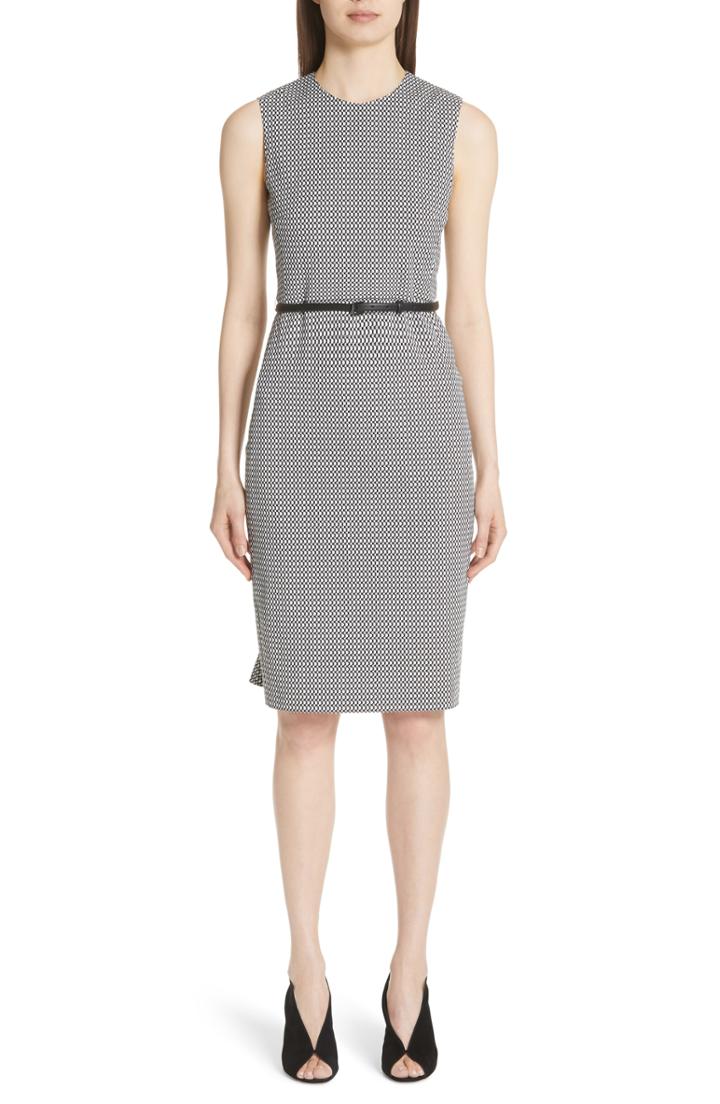 Women's Max Mara Destino Checkered Jacquard Sheath Dress Us / 38 It - Ivory