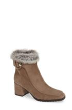 Women's Aquatalia Genuine Rabbit Fur Trim Block Heel Bootie M - Beige