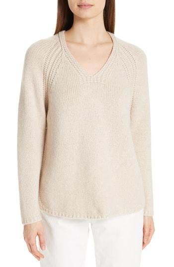 Women's Eileen Fisher V-neck Cashmere Sweater - Beige