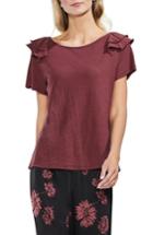 Women's Vince Camuto Shoulder Ruffle Tee, Size - Red