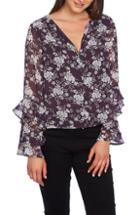 Women's 1.state Forest Delicate Ruffle Sleeve Blouse, Size - Purple