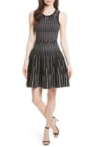 Women's Milly Vertical Optic Fit & Flare Dress, Size - Black