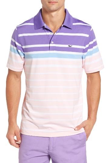 Men's Vineyard Vines Stripe Polo - Purple