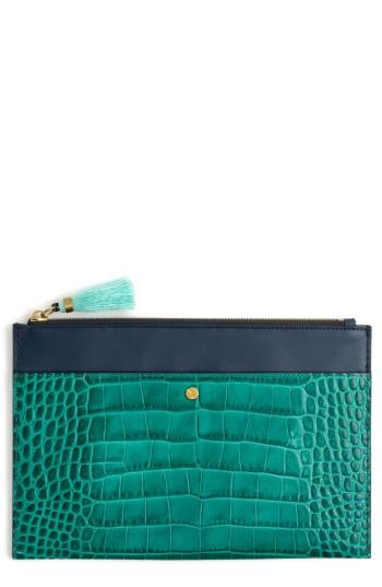 J.crew Large Stamped Croc Leather Pouch -