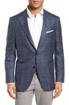 Men's Peter Millar Classic Fit Plaid Wool Blend Sport Coat S - Blue