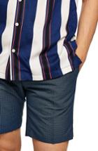 Men's Topman Mini Check Classic Fit Shorts - Blue