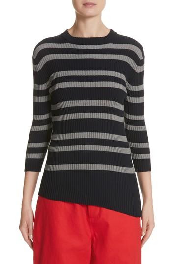 Women's Sofie D'hoore Slant Hem Stripe Sweater Us / 34 Fr - Blue