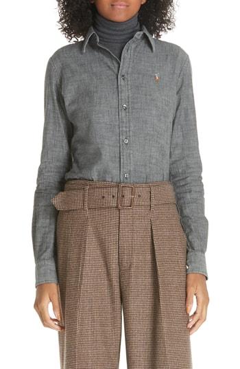 Women's Polo Ralph Lauren Slim Chambray Shirt - Black